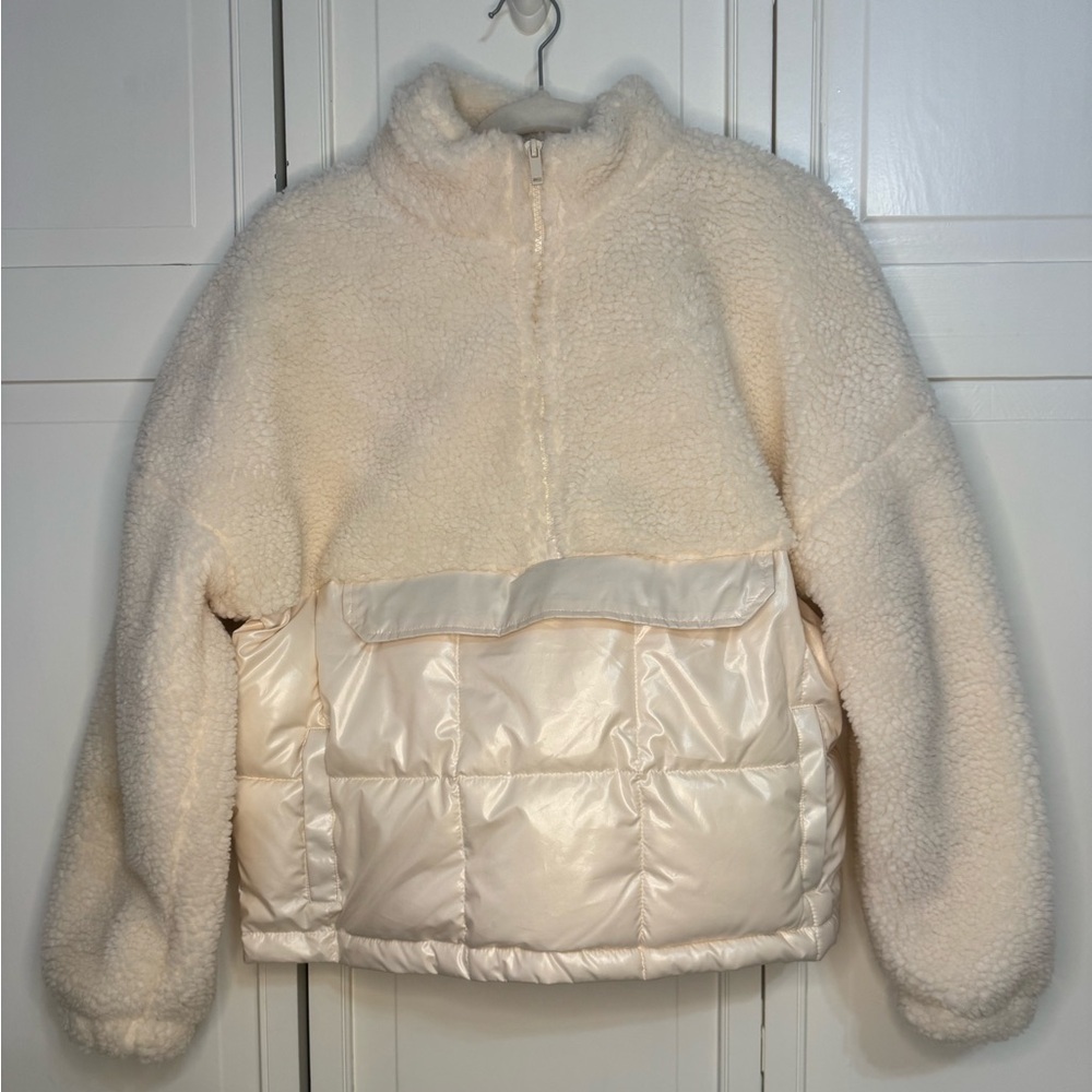 Fabletics Cream Sherpa Half Zip Pullover
